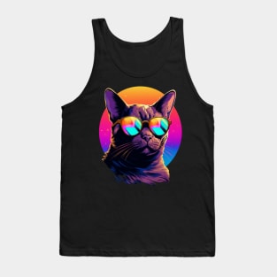 Retro Wave Burmese Cat Shirt Tank Top